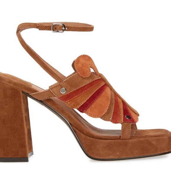 Jeffrey Campbell Monarch Platform Sandal In Sabel Burnt Suede Combo Sz 9.5 - Picture 2 of 9